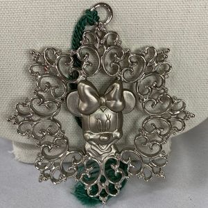 Heavy Minnie Mouse polished silvertone ornament